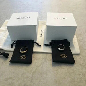 Mejuri 2 Thin Dome Rings 14k yellow  gold AND white gold